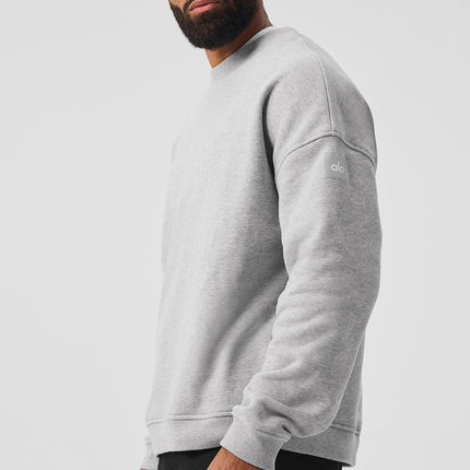 alo Men's Renown Heavy Weight Crew Neck Pullover - Athletic Heather Grey