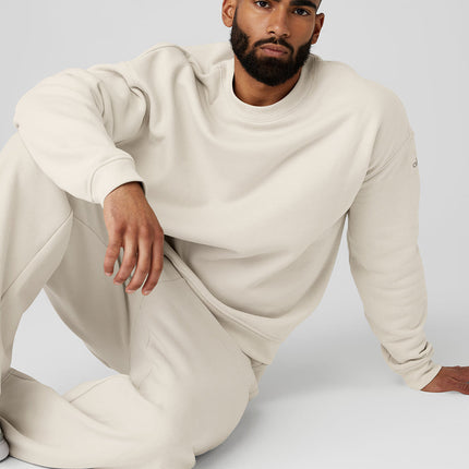 alo Men's Renown Heavy Weight Crew Neck Pullover - Bone
