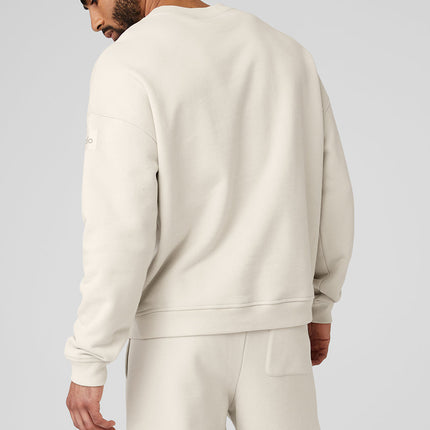 alo Men's Renown Heavy Weight Crew Neck Pullover - Bone