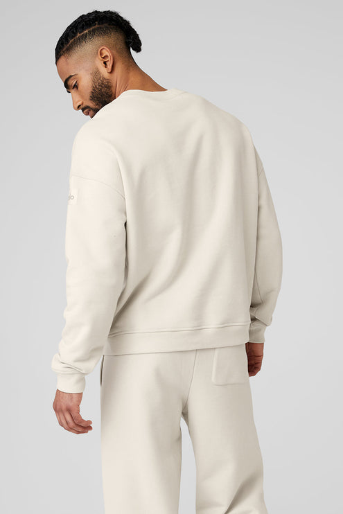 alo Men's Renown Heavy Weight Crew Neck Pullover - Bone