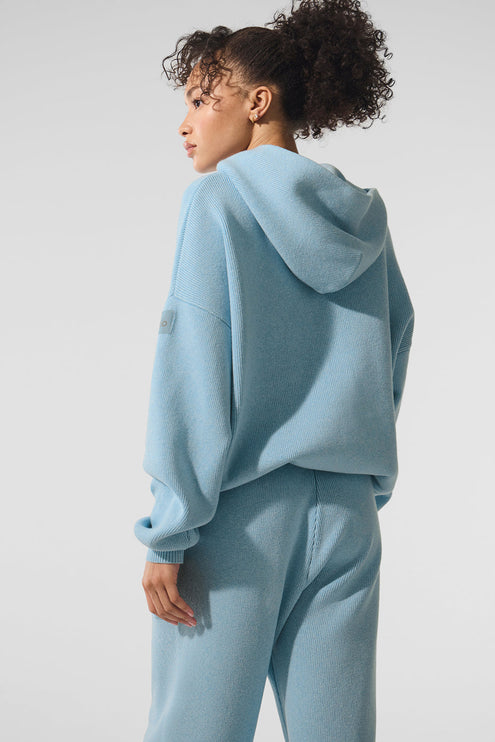 alo Women's Scholar Hooded Sweater - Celestial Blue Heather