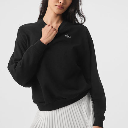 alo Women's Accolade Crew Neck Pullover Black