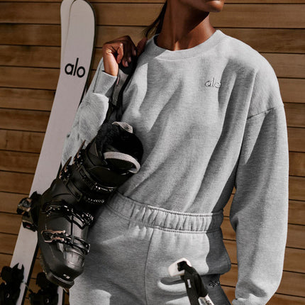 alo Women's Accolade Crew Neck Pullover Athletic Heather Grey