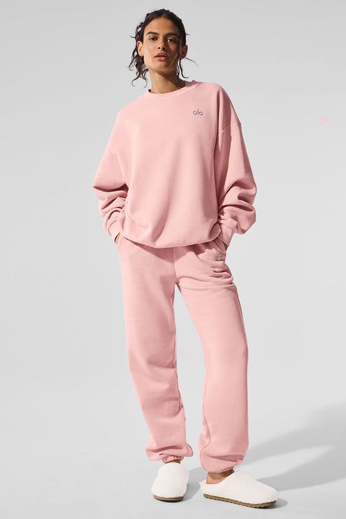alo Women's Accolade Crew Neck Pullover Pink Quartz