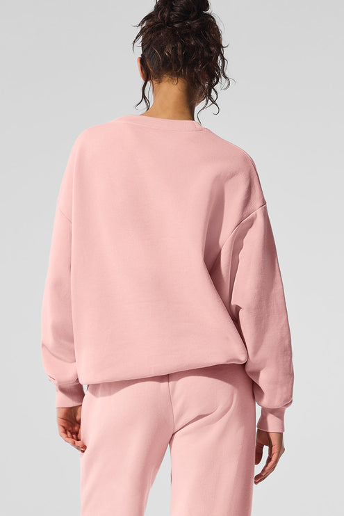 alo Women's Accolade Crew Neck Pullover Pink Quartz