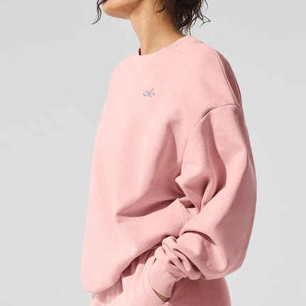 alo Women's Accolade Crew Neck Pullover Pink Quartz