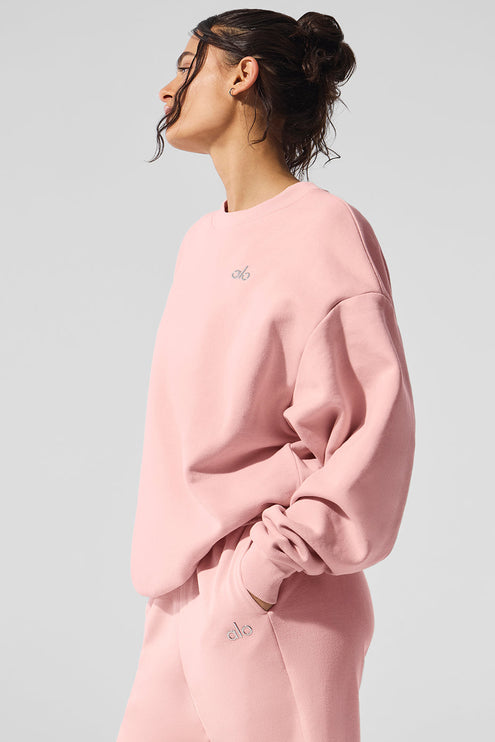 alo Women's Accolade Crew Neck Pullover Pink Quartz