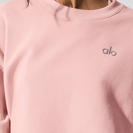 alo Women's Accolade Crew Neck Pullover Pink Quartz