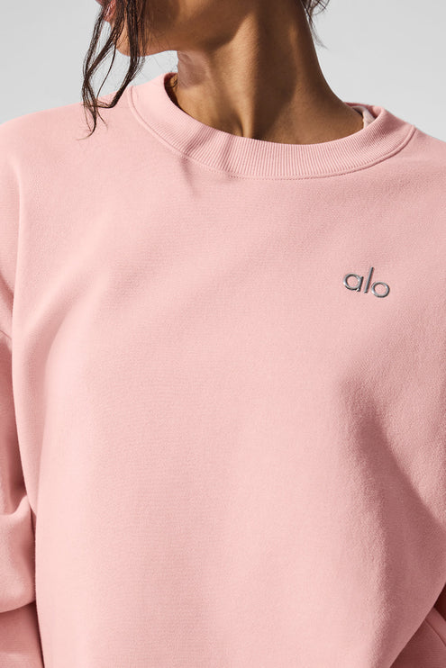 alo Women's Accolade Crew Neck Pullover Pink Quartz