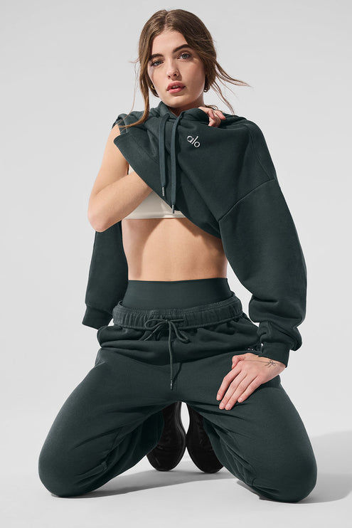 alo Women's Accolade Hoodie - Charcoal Green