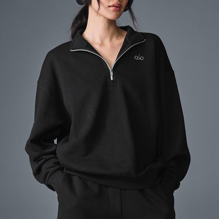 alo Women's Accolade 1/4 Zip Pullover Black - Hemen Kargoda
