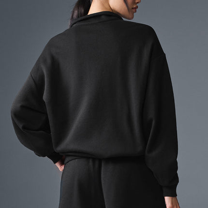 alo Women's Accolade 1/4 Zip Pullover Black - Hemen Kargoda