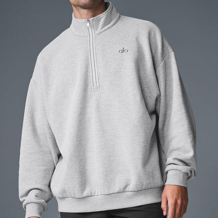 alo Men's Accolade 1/4 Zip Pullover - Athletic Heather Grey