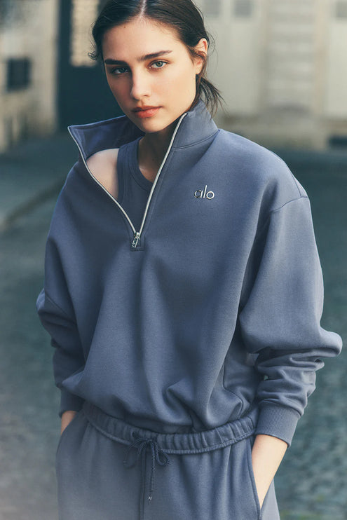 alo Women's Accolade 1/4 Zip Pullover Bluestone