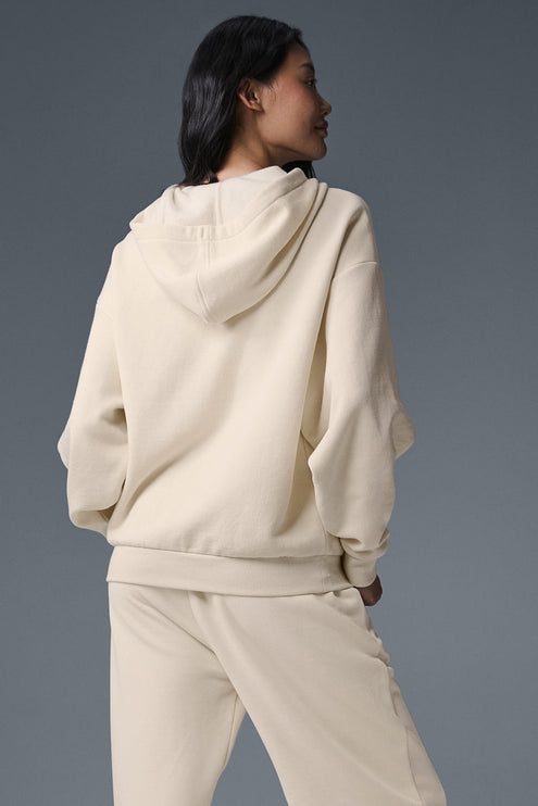alo Women's Accolade Full Zip Hoodie Oat Milk