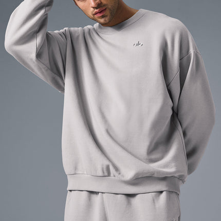 alo Men's Washed Accolade Crew Neck Pullover - Grey Sky Wash