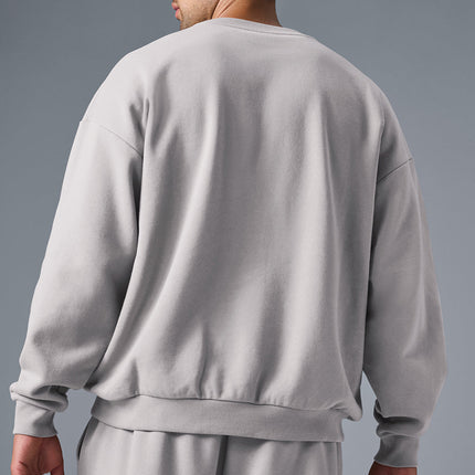 alo Men's Washed Accolade Crew Neck Pullover - Grey Sky Wash