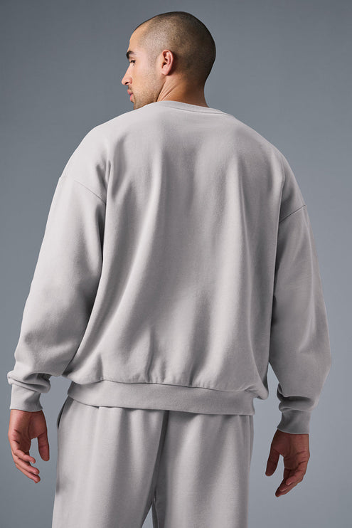 alo Men's Washed Accolade Crew Neck Pullover - Grey Sky Wash