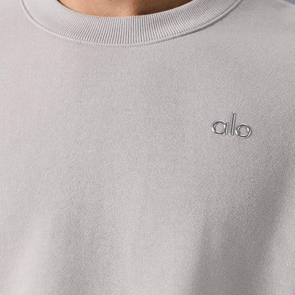 alo Men's Washed Accolade Crew Neck Pullover - Grey Sky Wash