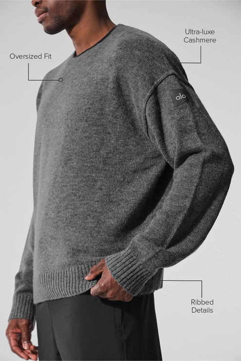 alo Men's New Class Cashmere Crewneck Sweater - Platinum Grey