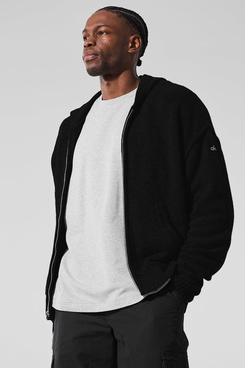 alo Men's New Class Cashmere Full Zip Hoodie - Black