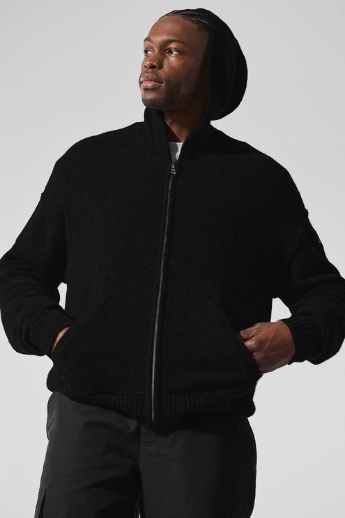 alo Men's New Class Cashmere Full Zip Hoodie - Black