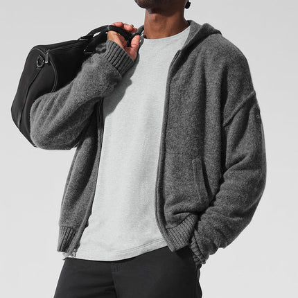 alo Men's New Class Cashmere Full Zip Hoodie - Platinum Grey