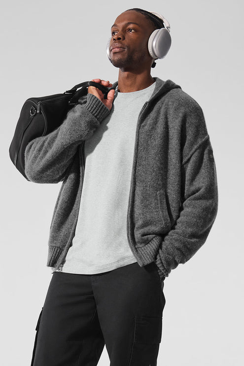 alo Men's New Class Cashmere Full Zip Hoodie - Platinum Grey