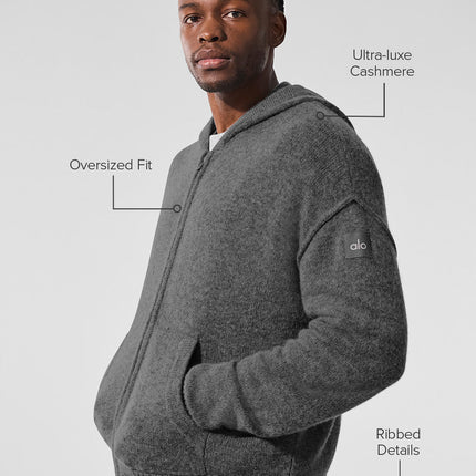 alo Men's New Class Cashmere Full Zip Hoodie - Platinum Grey