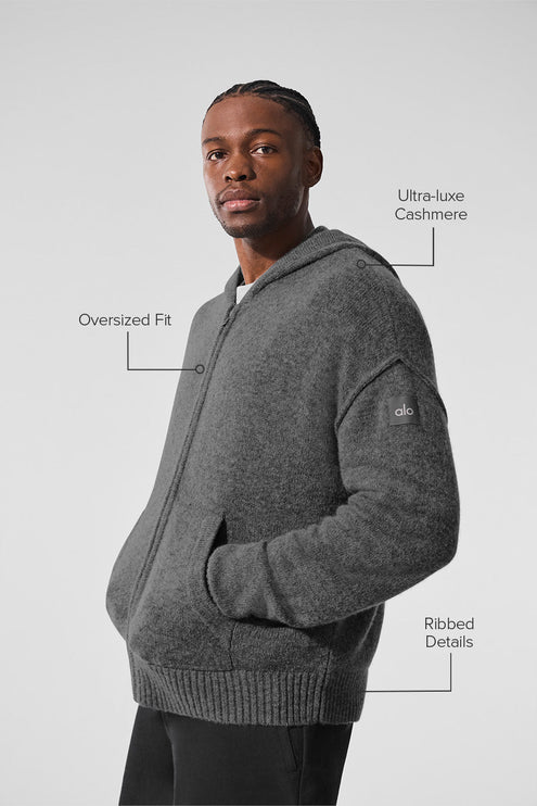 alo Men's New Class Cashmere Full Zip Hoodie - Platinum Grey