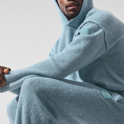 alo Men's New Class Cashmere Hoodie - Celestial Blue Granite Heather