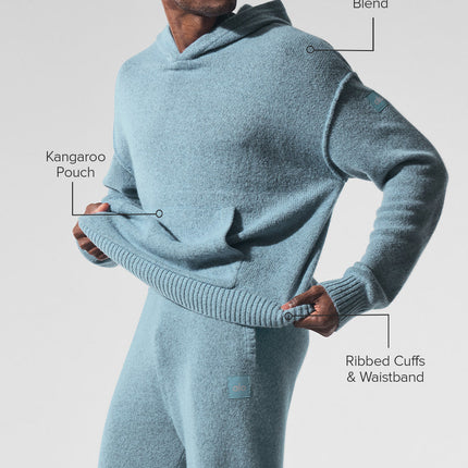 alo Men's New Class Cashmere Hoodie - Celestial Blue Granite Heather