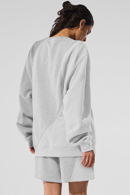 alo Women's Make Waves Crew Neck Pullover - Athletic Heather Grey Tonal