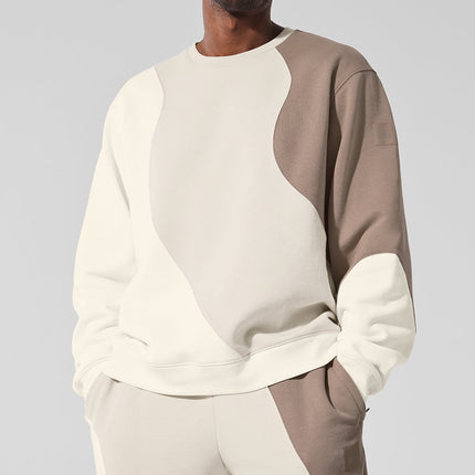 alo Men's Make Waves Crew Neck Pullover - Ivory/Bone/Gravel