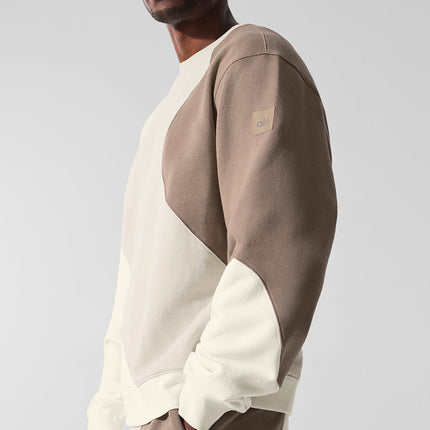 alo Men's Make Waves Crew Neck Pullover - Ivory/Bone/Gravel