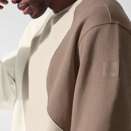 alo Men's Make Waves Crew Neck Pullover - Ivory/Bone/Gravel