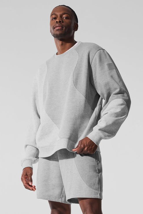 alo Men's Make Waves Crew Neck Pullover - Athletic Heather Grey Tonal