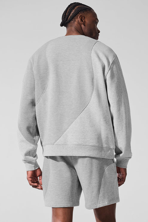 alo Men's Make Waves Crew Neck Pullover - Athletic Heather Grey Tonal