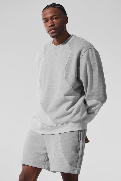 alo Men's Make Waves Crew Neck Pullover - Athletic Heather Grey Tonal