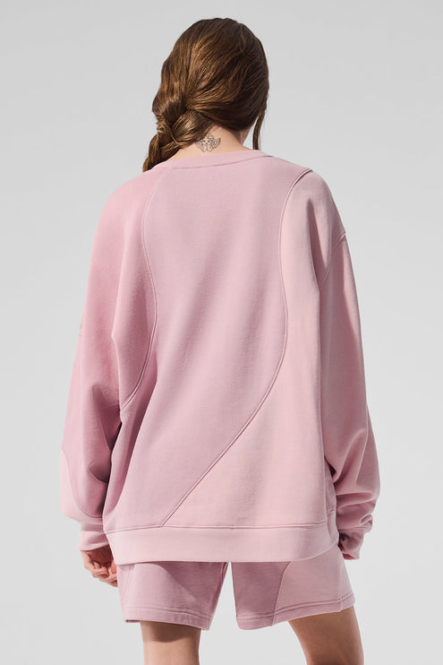 alo Women's Make Waves Crew Neck Pullover - Sunset Pink Tonal