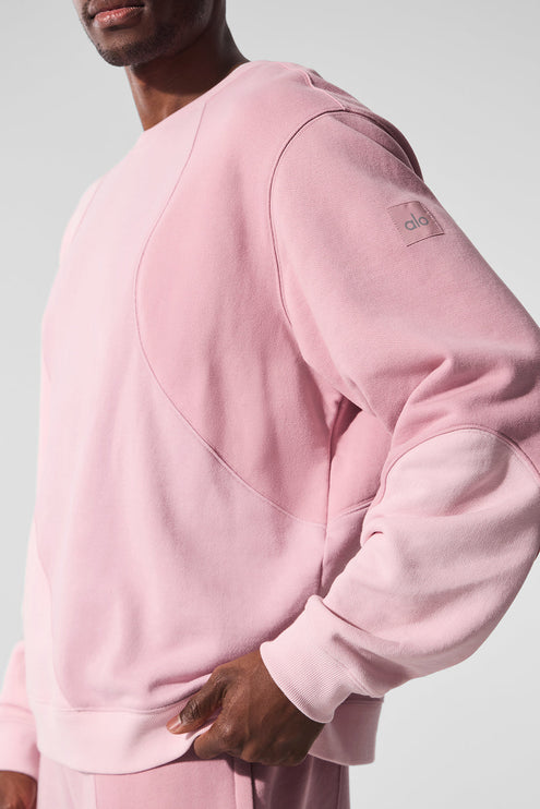 alo Men's Make Waves Crew Neck Pullover - Sunset Pink Tonal