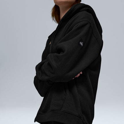 alo Women's Renown Heavy Weight Full Zip Hoodie - Black