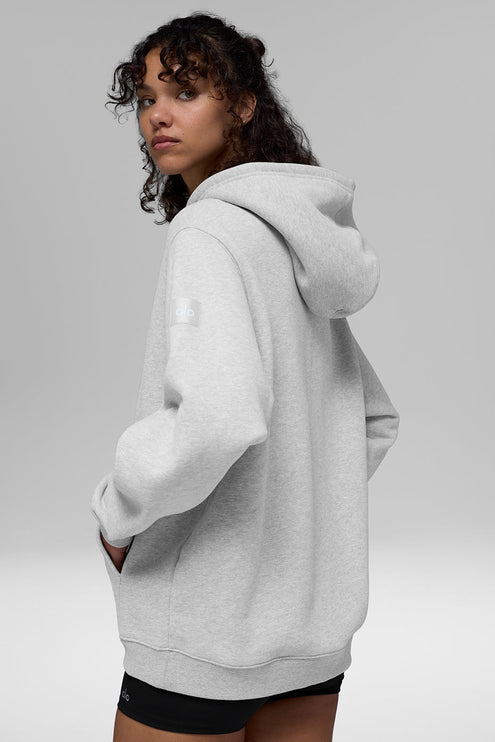 alo Women's Renown Heavy Weight Full Zip Hoodie - Athletic Heather Grey