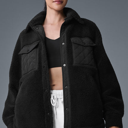 alo Women's Sherpa Edge Shacket - Black