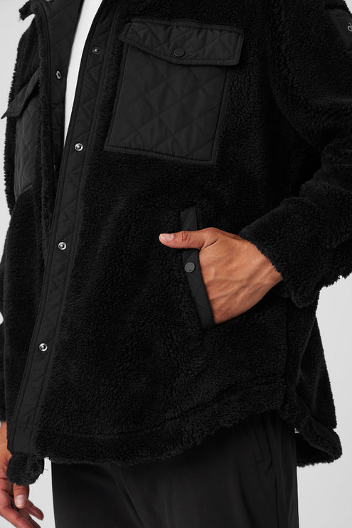 alo Men's Sherpa Edge Shacket - Black