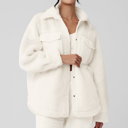alo Women's Sherpa Edge Shacket - Ivory