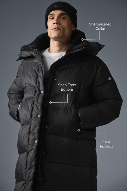 alo Men's Gold Rush Puffer Trench - Black