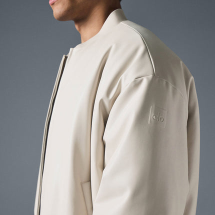 alo Men's Faux Leather Premier Bomber - Bone