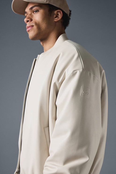 alo Men's Faux Leather Premier Bomber - Bone