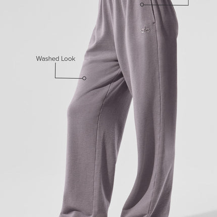 alo Women's Washed Accolade Straight Leg Sweatpant - Cool Grey Wash